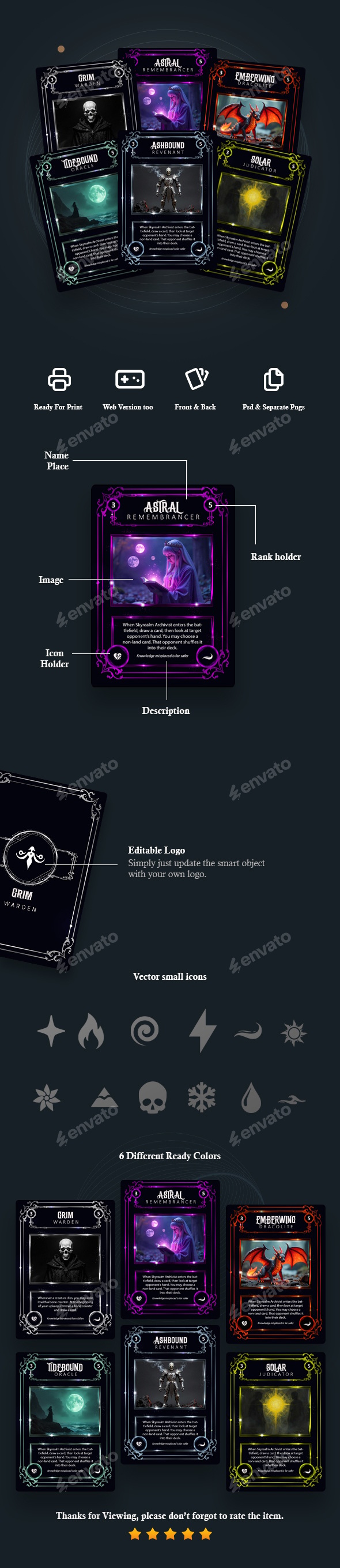 Trading Card Game (TCG) Template Fantasy Edition, Game Assets